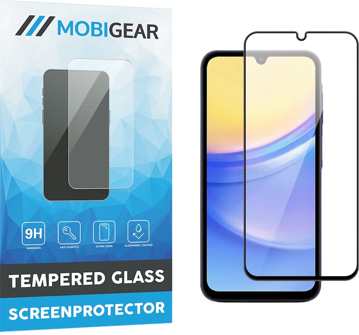 Mobigear Screenprotector geschikt voor Samsung Galaxy A15 Glazen | Mobigear Premium Screenprotector - Case Friendly - Zwart