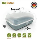 BioFactur - Set de 3 boîtes à lunch - Lunch box adulte - Lunch box enfant - Lunch box à compartiments - Lunch box lavable au lave-vaisselle - Couvercle interchangeable - Boîte petit déjeuner - Zwart et gris