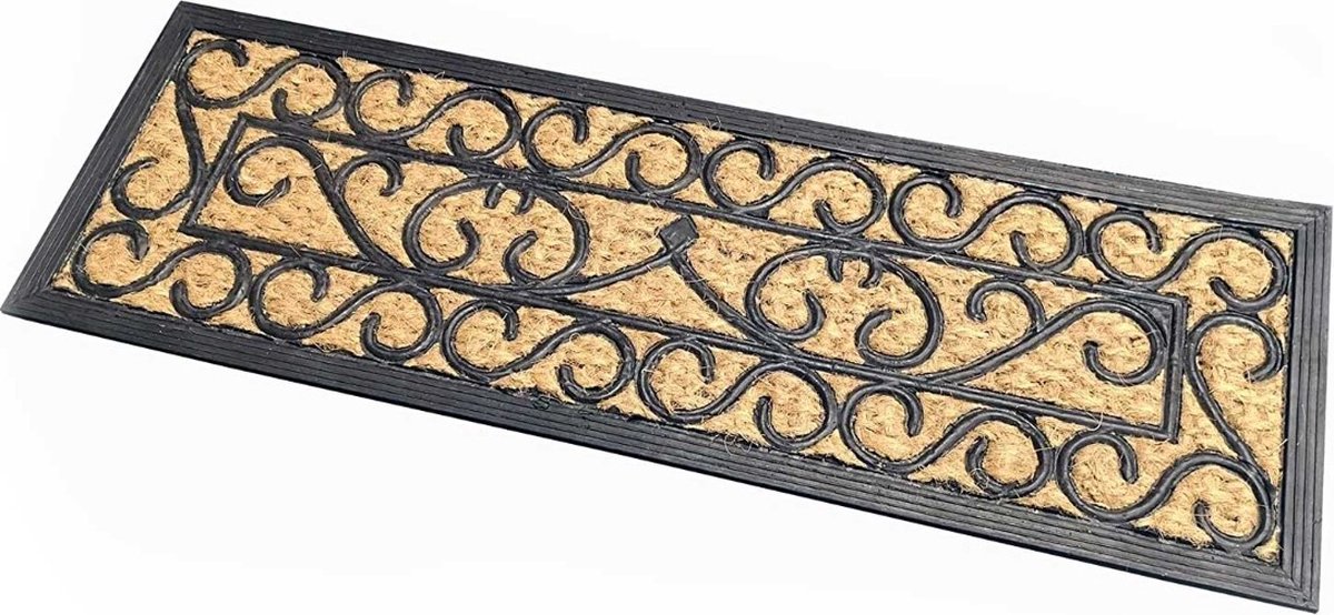 Homescapes Sierlijke kokosnootdeurmat met rubberen antislip