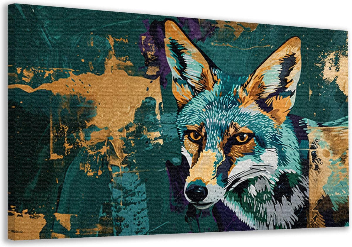 Vos wanddecoratie - Dieren schilderij - Canvas schilderij Verf - Landelijke schilderijen - Canvas - Schilderijen canvas 100x75 cm