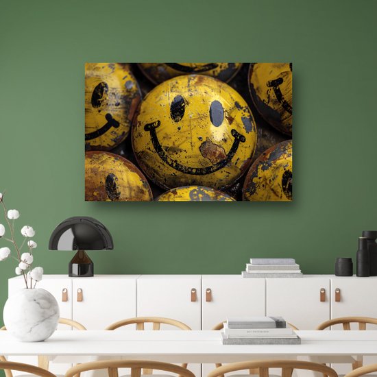 Décoration murale Smileys - Poster Emoji - Décoration murale Rouille - Décoration murale industrielle - Posters chambre - Poster oeuvre 150x100 cm