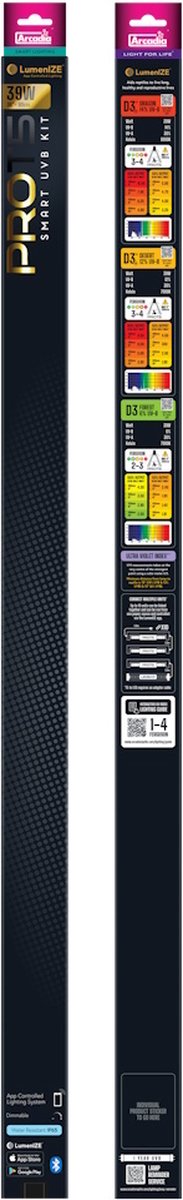 Arcadia Arcadia LumenIZE Pro T5 UVB Kit D3 6% 900 mm 39W app bediening