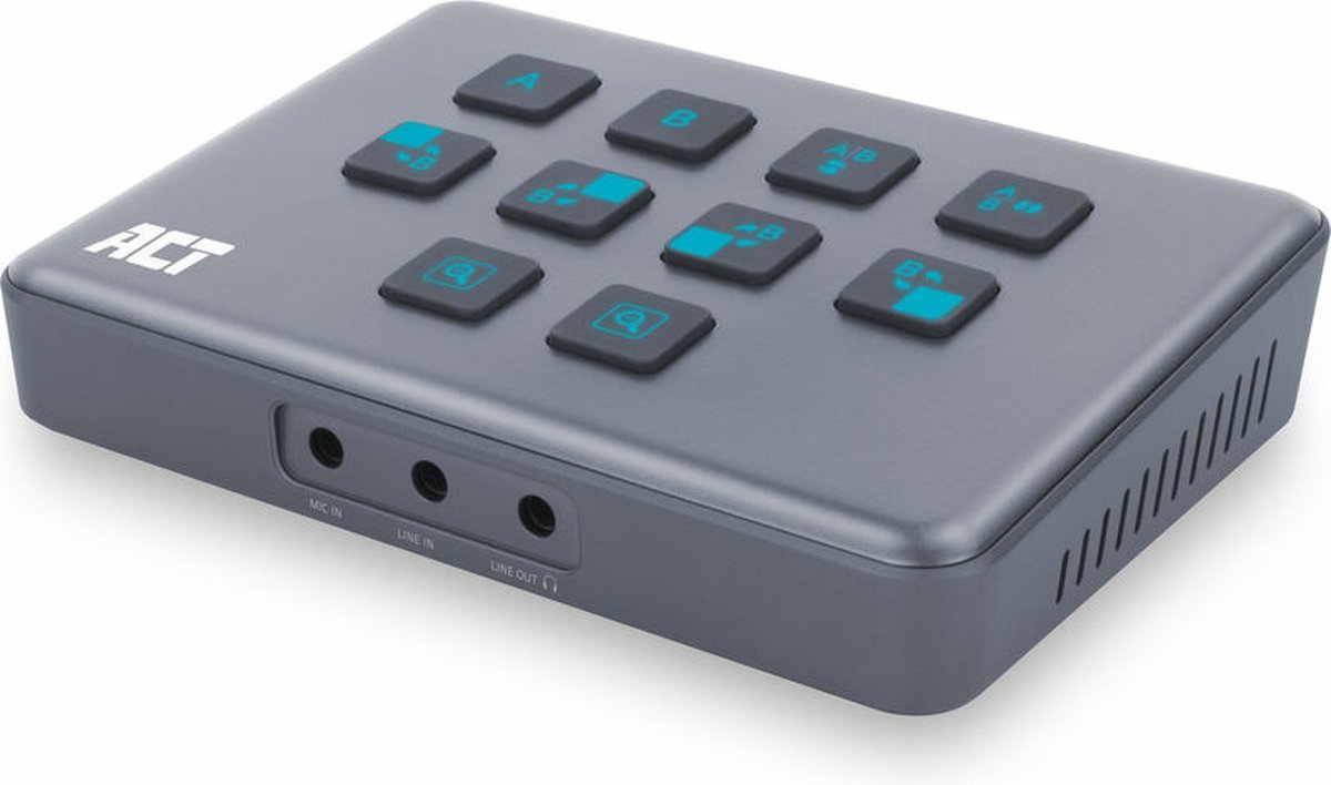 ACT Dual HDMI input USB-C Video Switcher, capturen en live streamen - Grijs