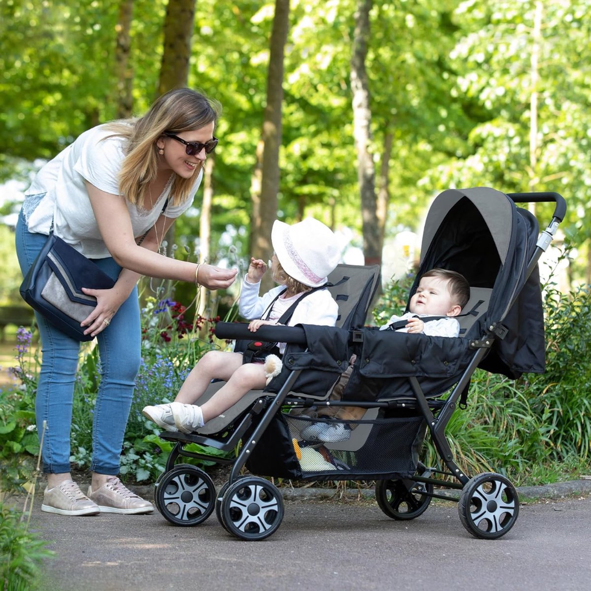 Duo Kinderwagen - Buggy - Tweeling - Wandelwagen - Zwart — cadeau in Cadeau-ideeën - foto 6