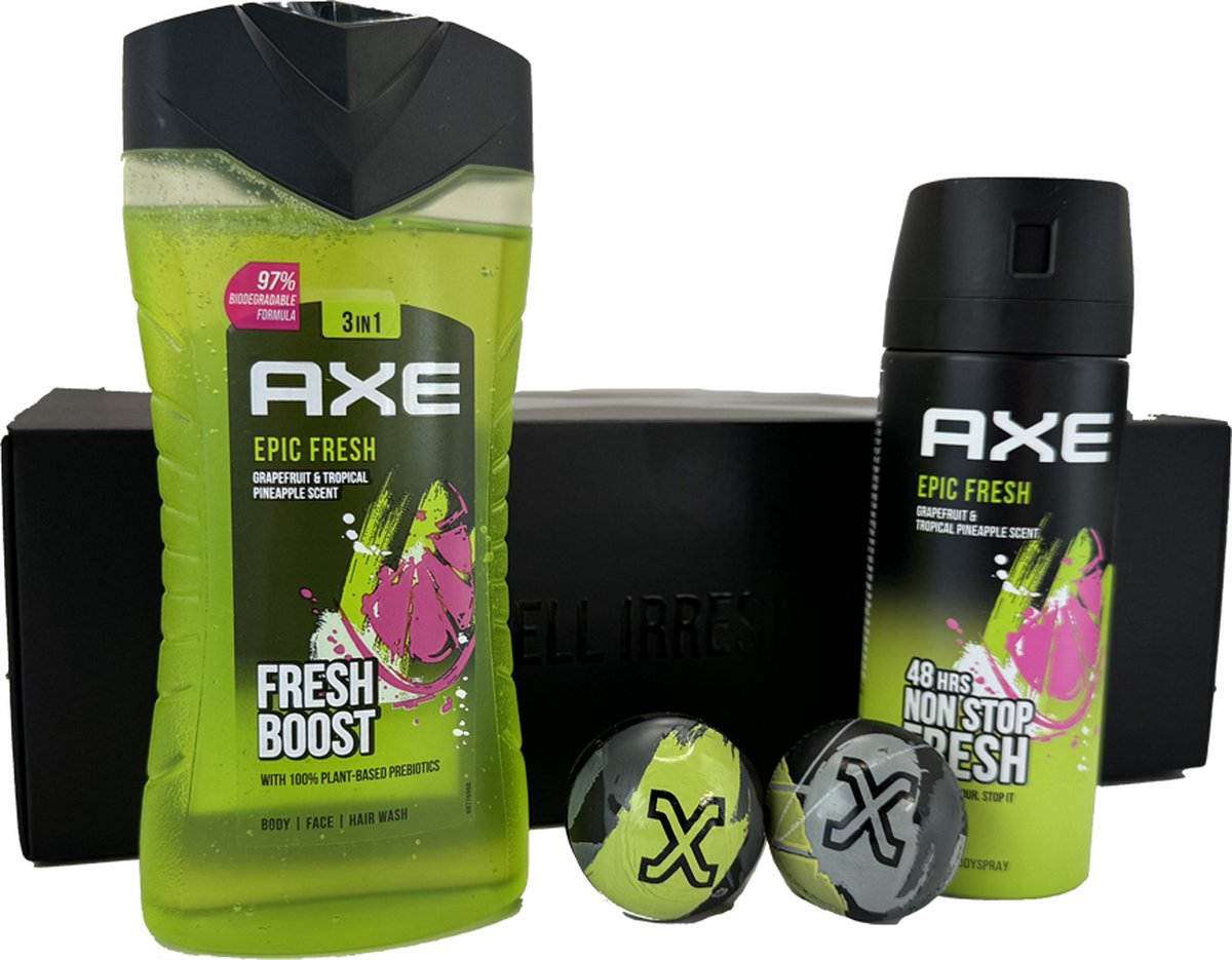 Goedkoopste Axe Epic Fresh Luxe Geschenkset - Cadeauset - Deodorant 150 ml. , douchegel 250 ml. Sneaker ballen