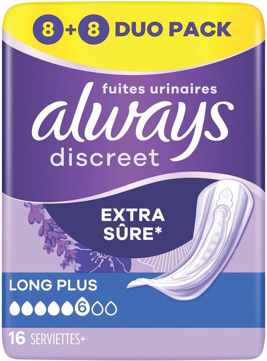 Goedkoopste Always Discreet Incontinentieverbanden voor Urineverlies - Maat Long Plus - 96 stuks - Voordeelverpakking