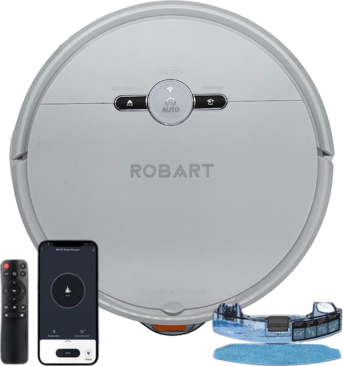 Robart Robotstofzuiger met dweilfunctie Robotstofzuiger met laadstation Stofzuigers Stofzuiger draadloos Robotstofzuiger met afstandsbediening Wit