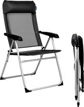 Bol.com TRVLMORE Campingstoel - 5 standen - Inklapbare Kampeerstoel - 110 kg draagvermogen - Visserstoel - Zwart aanbieding