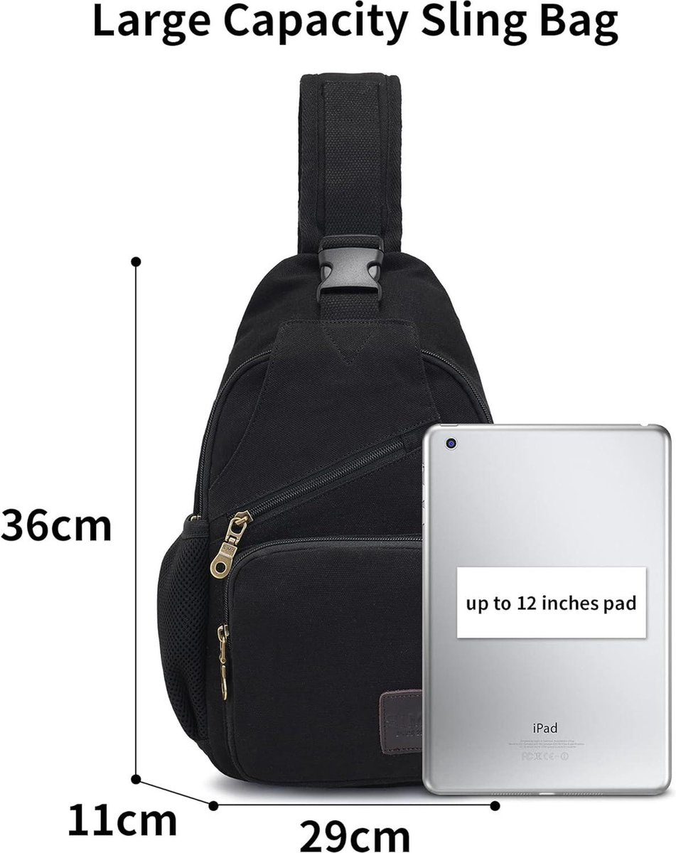 Heuptasje Heren Messenger Bag Borstzak Lichte Sling Chst Crossbody Tas - Waterdicht - Wandelen Fietsen - Zwart - Eén Schoudertas Heren Bumbags Heuptas Grote Capaciteit