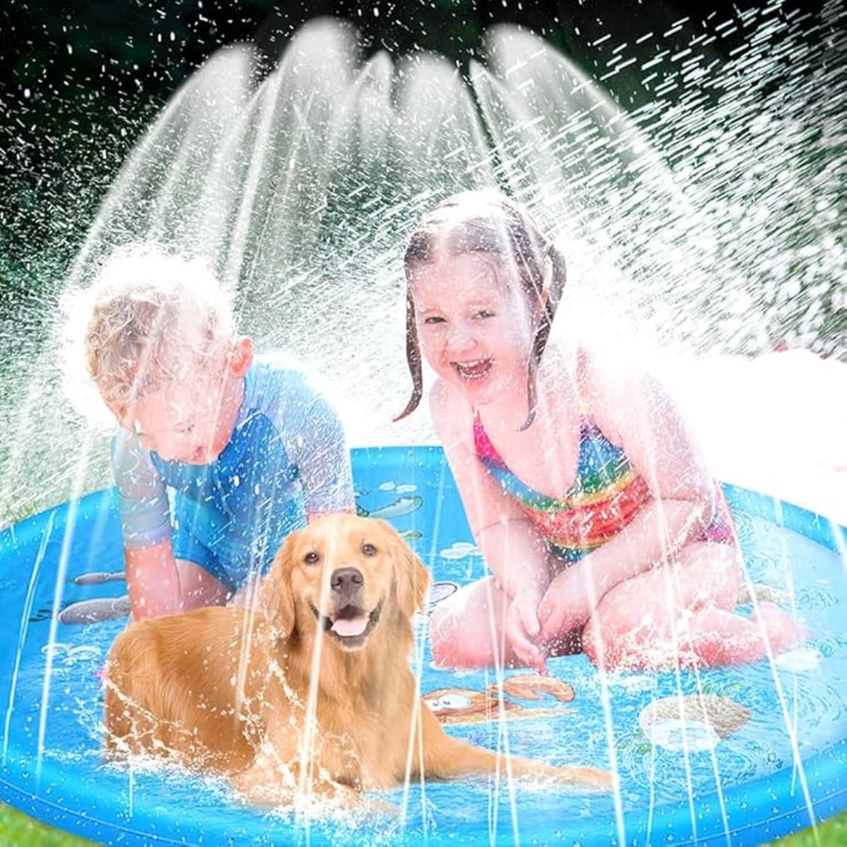 Buitenspraymat - Opblaasbare Waterpretmat - Waterspeelmat Baby - Watermat - Water Speelmat Fontein - Zwembaden - Waterspeelgoed Kinderen - Water Speel Mat - Met Water Sproeier- Zwemmen - Zomer speelset - Water Spel Set – foto 4