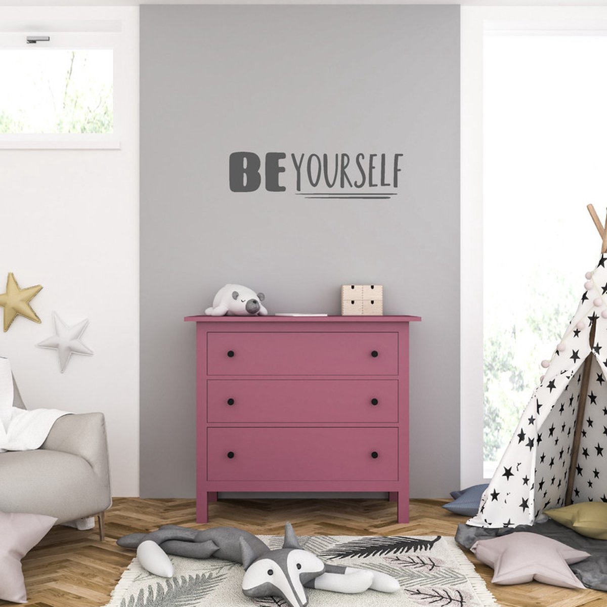 MC Living Muursticker - Be Yourself - 58 x 215 - Antraciet