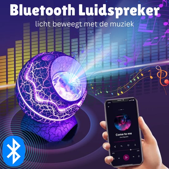 Klikkopers® - Projecteur Star de galaxie d'œuf de Dinosaurus - Projecteur d'étoiles - Projecteur de galaxie - Haut-parleur Bluetooth et machine à bruit White - Projecteur Aurora - Projecteur de ciel étoilé - Veilleuse -