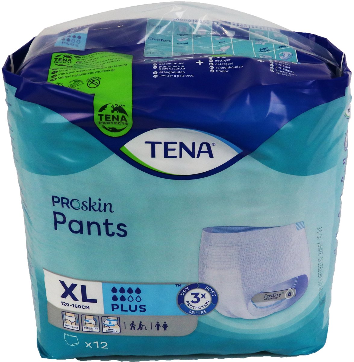 Voordeelverpakking van 3 x Tena Proskin Pants Plus - Xlarge, 12st (792715/792790