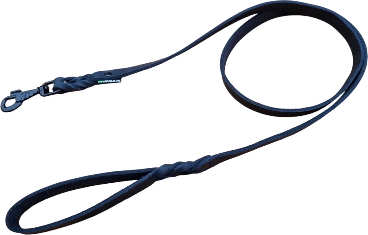 K9 World by van der Veeke, hondenriem met handvat, zwart, black edition hardware, 1m