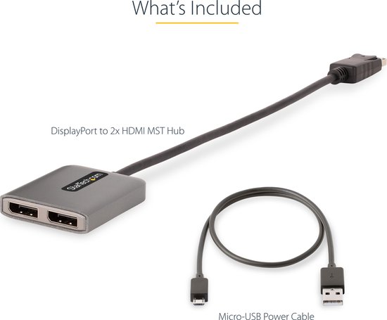 Hub DisplayPort Vers Dual HDMI 4K 60Hz - Convertisseur MST Pour PC Windows - Câble 30cm Inclus