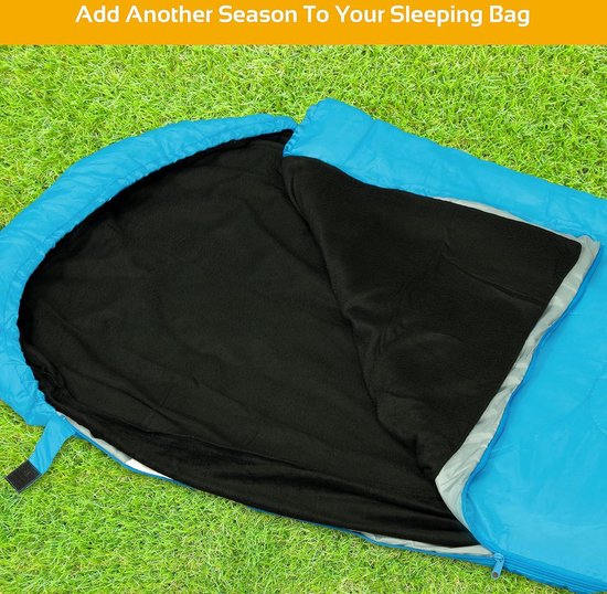 Slaapzak Binnenvoering - Fleece Liner - Extra Warmte - Polykatoen - 220x85cm - Zwart — afbeelding 2