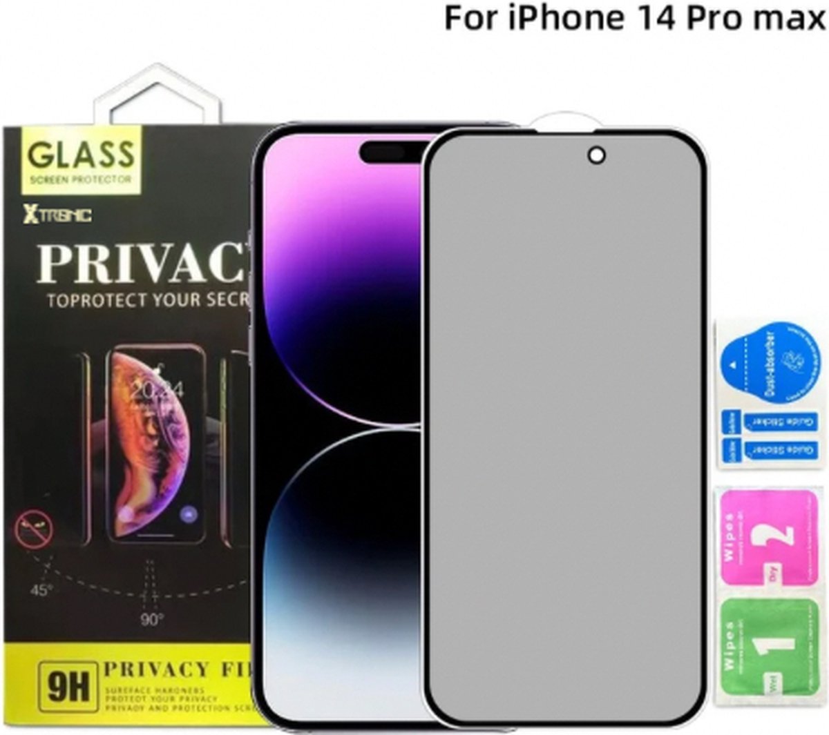 Screenprotector geschikt voor iPhone 14 Pro Max - Extra Sterk en Veilig 9H Geharde Glasbescherming - Screenprotector Privacy