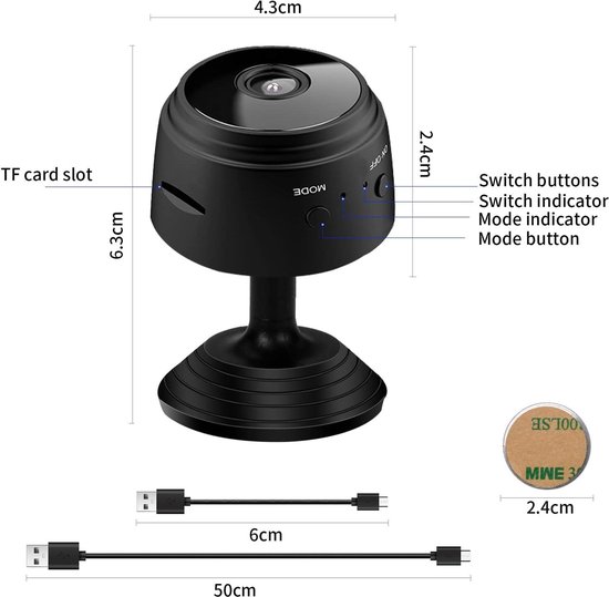 Mini Verborgen Camera – 1080P HD Wifi, Magneetbevestiging, 150° Groothoek – Voor Binnen & Buiten (incl. App)