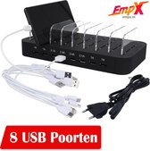 8 USB Poorten oplaadstation - 8 USB porten oplader - Snel oplader - 12A USB oplader