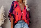 Tie-dye Dames Blouse – Maat L – Rood