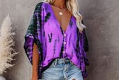 Tie-dye Dames Blouse – Maat M – Paars