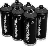 MTN Hardcore Anthracite Grey - grijze spuitverf - 6 stuks - 400ml hoge druk en glossy afwerking