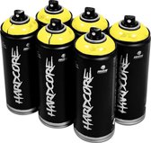 MTN Hardcore Party Yellow - gele spuitverf - 6 stuks - 400ml hoge druk en glossy afwerking