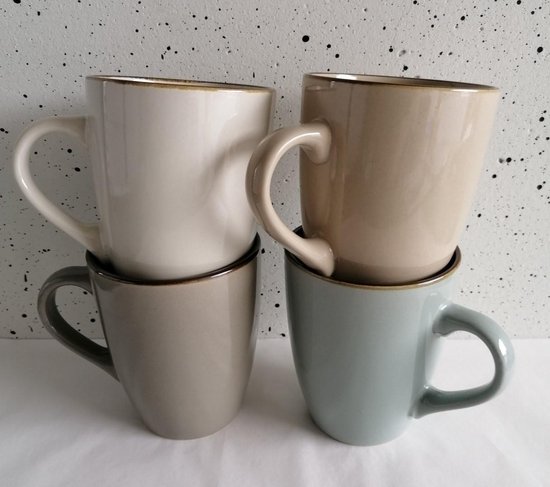 Siaki, Grote koffie mok, kop, beker in pastel kleuren, 420 ml, 4 stuks |  bol.com
