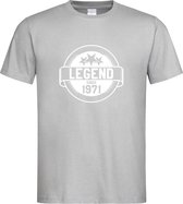 Grijs T-Shirt met “ Legend sinds 1971 “ print Wit  Size L