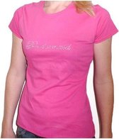Hot Pink T-Shirt met de strass tekst Bridesmaid - vrijgezellenfeest - t-shirt - roze - bruidsmaid - maat M
