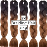 Braiding Hair Braids Hair vlechthaar vlechtharen 5 pakken Tangle Free Ombré Zwart Bruin