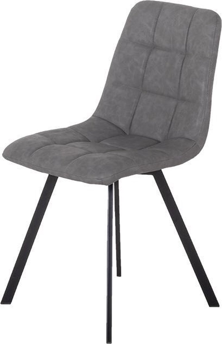 Eetkamerstoel Grijs Set van 2 Zithoogte 50cm Stof & Metaal Stoel Lola Giga...