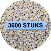 Fako Bijoux® - Hartjes Kralen Bulk - Acryl - 7mm - Sieraden Maken - 3600 Stuks - Wit/Goud
