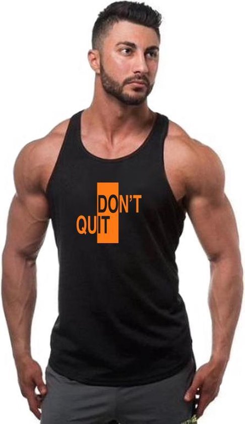 Zwarte Tanktop met “ Don't Quit / Do It “ print Oranje  Size XL