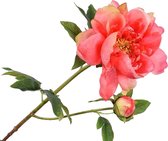 Silk-ka Kunstbloem-Zijden Bloem-Pioen Tak Zijde Roze-Rood 72 cm