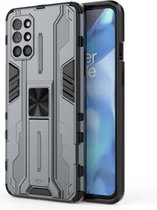 Voor OnePlus 9R Supersonic PC + TPU Schokbestendige beschermhoes met houder (grijs)