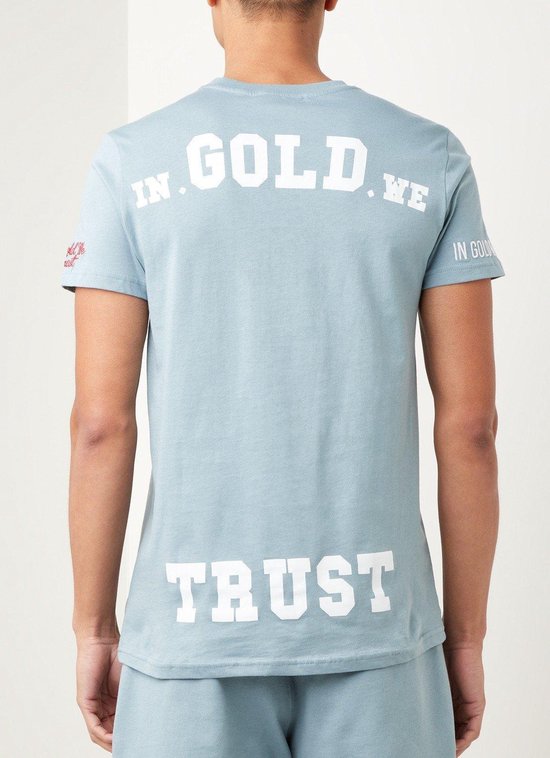 Verknald beu Product In Gold We Trust T-shirt met logoborduring - Licht Blauw - Maat XXL |  bol.com