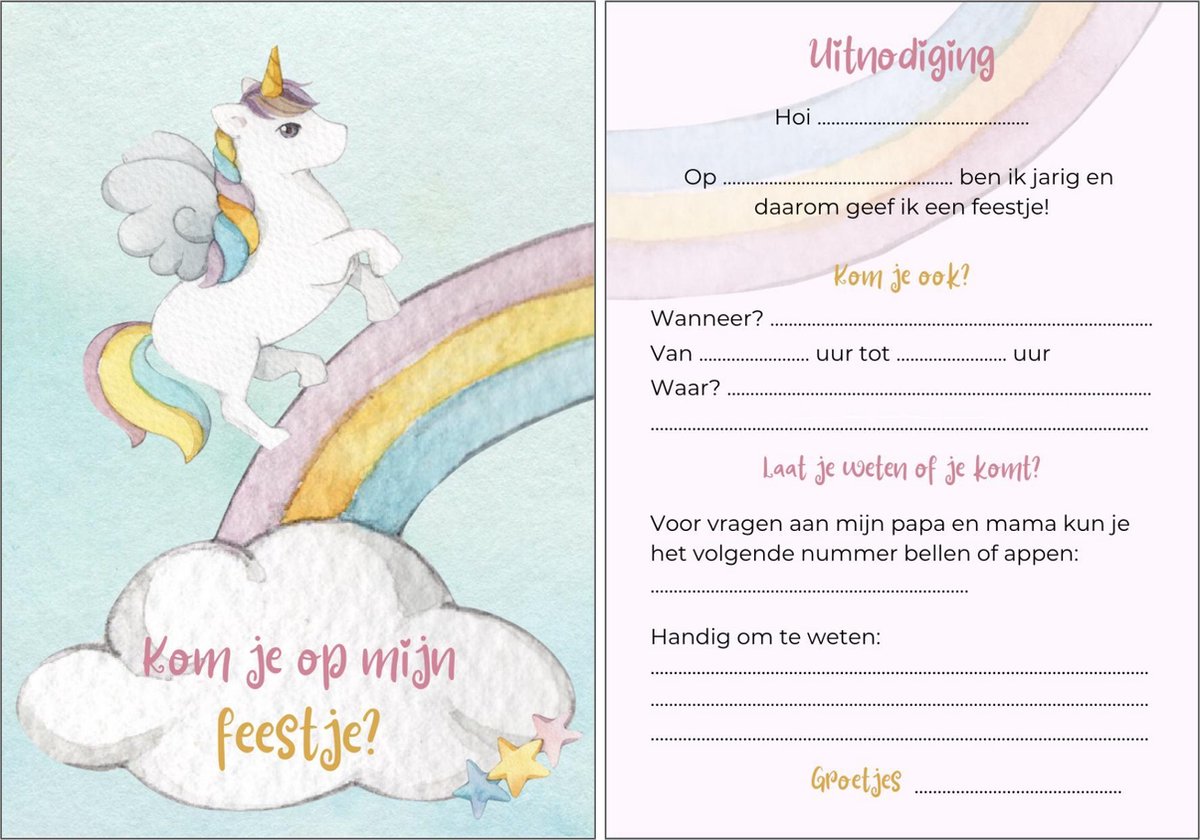 Uitnodiging Kinderfeestje 20 Stuks Uitnodigingskaarten Uitnodiging Kinderfeestje 20 Stuks Uitnodigingskaarten