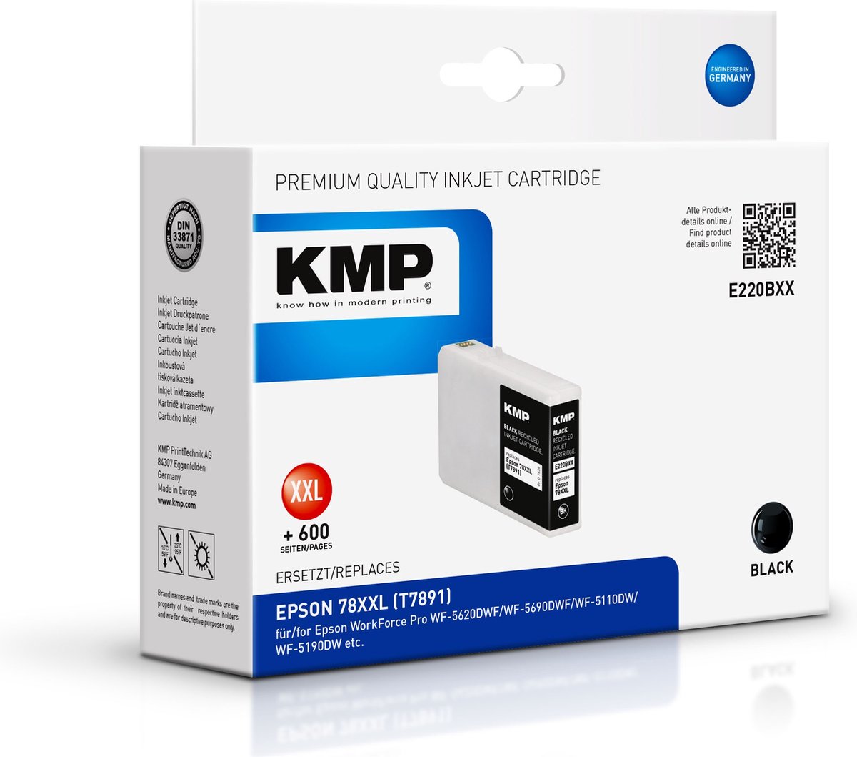 KMP E220BXX inktcartridge Zwart