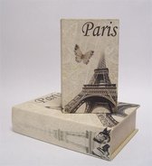 Boek doos - Canvas opbergdoos, set van 2 - Parijs Eiffeltoren