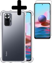 Hoesje Geschikt voor Xiaomi Redmi Note 10 Pro Hoesje Shockproof Case Siliconen Met Screenprotector - Hoes Geschikt voor Xiaomi Redmi Note 10 Pro Hoes Cover Siliconen - Transparant