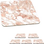 Onderzetters voor glazen - Marmer - Luxe - Roze - 10x10 cm - Glasonderzetters - 6 stuks