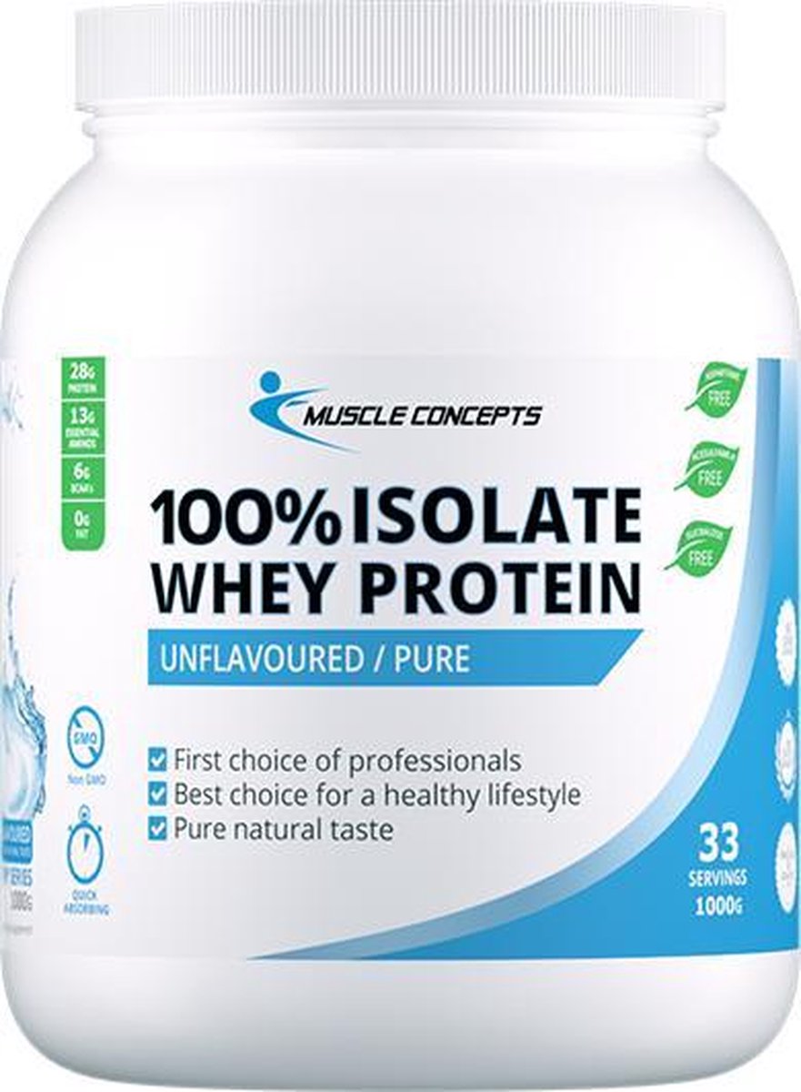 100% Isolate Whey Protein | Muscle Concepts - Poeder - Puur - 1 kg
