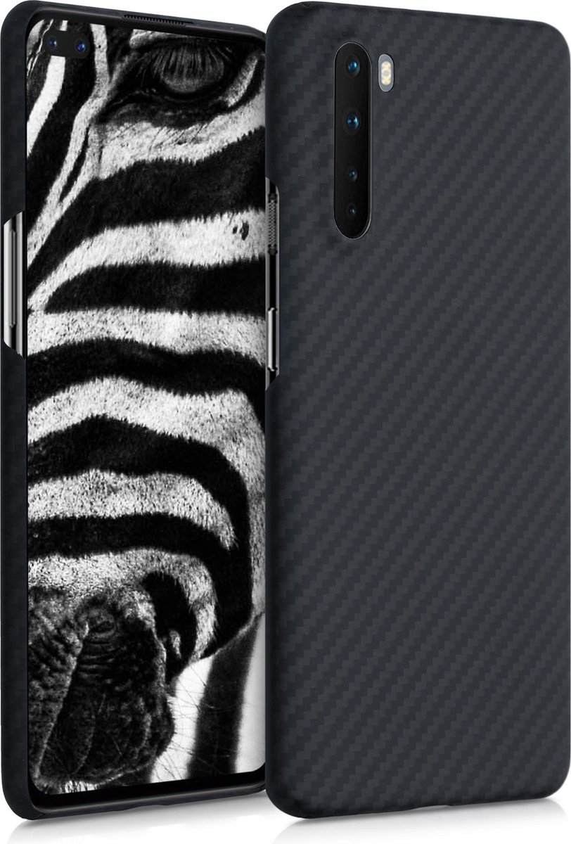 kalibri hoesje geschikt voor OnePlus Nord - aramidehoes voor smartphone - mat zwart