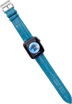 Bandje geschikt voor Apple Watch 38/40MM - Maat L - Horlogebandje - Gespsluiting - Polsband - Kunstleer - Blauw