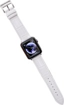 Apple Watch 42/44MM Leren Bandje - Horloge Bandje - Gesp Sluiting- Polsband - Kunstleer - Apple Watch 1 / 2 / 3 / 4 / 5 / 6 / SE - Wit