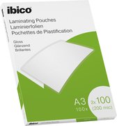 Ibico Lamineerhoezen - voor A3 Documenten - 2 x 100 Micron -  100 stuks - Glanzend