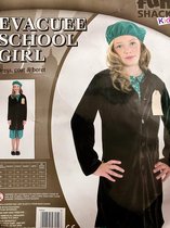 Fun Shack kids verkleed pak evacuee school girl maat M 6-8 jaar Jurk, jas en baret