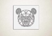 Line Art - Panda vierkant - XS - 25x28cm - Wit - geometrische wanddecoratie