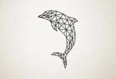 Line Art - Dolfijn - L - 109x75cm - Zwart - geometrische wanddecoratie